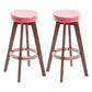 Modern Counter Bar Stool Armless Leather Bar Stool with Footrest and Swivel, Wood Base Brown Pink 2 Piece Set Clearhalo 'Bar Furniture' 'Bar Stools' 'bar_stools' 'furn' 'furn_bar_stools' 'furniture_bar_stools' 'Kitchen & Dining Furniture' 'kitchen&dining_furn' 'kitchen' 'kitchen_furn' Furniture' 4400897