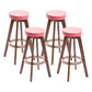 Modern Counter Bar Stool Armless Leather Bar Stool with Footrest and Swivel, Wood Base Brown Pink 4 Piece Set Clearhalo 'Bar Furniture' 'Bar Stools' 'bar_stools' 'furn' 'furn_bar_stools' 'furniture_bar_stools' 'Kitchen & Dining Furniture' 'kitchen&dining_furn' 'kitchen' 'kitchen_furn' Furniture' 4400898