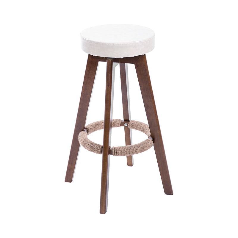 Modern Counter Bar Stool Armless Leather Bar Stool with Footrest and Swivel, Wood Base Brown Beige 1 Piece Clearhalo 'Bar Furniture' 'Bar Stools' 'bar_stools' 'furn' 'furn_bar_stools' 'furniture_bar_stools' 'Kitchen & Dining Furniture' 'kitchen&dining_furn' 'kitchen' 'kitchen_furn' Furniture' 4400902