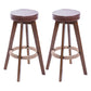 Modern Counter Bar Stool Armless Leather Bar Stool with Footrest and Swivel, Wood Base Brown Brown 2 Piece Set Clearhalo 'Bar Furniture' 'Bar Stools' 'bar_stools' 'furn' 'furn_bar_stools' 'furniture_bar_stools' 'Kitchen & Dining Furniture' 'kitchen&dining_furn' 'kitchen' 'kitchen_furn' Furniture' 4400903