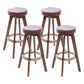 Modern Counter Bar Stool Armless Leather Bar Stool with Footrest and Swivel, Wood Base Brown Brown 4 Piece Set Clearhalo 'Bar Furniture' 'Bar Stools' 'bar_stools' 'furn' 'furn_bar_stools' 'furniture_bar_stools' 'Kitchen & Dining Furniture' 'kitchen&dining_furn' 'kitchen' 'kitchen_furn' Furniture' 4400904