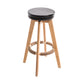 Modern Counter Bar Stool Armless Leather Bar Stool with Footrest and Swivel, Wood Base Natural Black 1 Piece Clearhalo 'Bar Furniture' 'Bar Stools' 'bar_stools' 'furn' 'furn_bar_stools' 'furniture_bar_stools' 'Kitchen & Dining Furniture' 'kitchen&dining_furn' 'kitchen' 'kitchen_furn' Furniture' 4400907