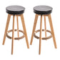 Modern Counter Bar Stool Armless Leather Bar Stool with Footrest and Swivel, Wood Base Natural Black 2 Piece Set Clearhalo 'Bar Furniture' 'Bar Stools' 'bar_stools' 'furn' 'furn_bar_stools' 'furniture_bar_stools' 'Kitchen & Dining Furniture' 'kitchen&dining_furn' 'kitchen' 'kitchen_furn' Furniture' 4400909