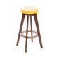Modern Counter Bar Stool Armless Leather Bar Stool with Footrest and Swivel, Wood Base Brown Yellow 1 Piece Clearhalo 'Bar Furniture' 'Bar Stools' 'bar_stools' 'furn' 'furn_bar_stools' 'furniture_bar_stools' 'Kitchen & Dining Furniture' 'kitchen&dining_furn' 'kitchen' 'kitchen_furn' Furniture' 4400916
