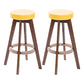 Modern Counter Bar Stool Armless Leather Bar Stool with Footrest and Swivel, Wood Base Brown Yellow 2 Piece Set Clearhalo 'Bar Furniture' 'Bar Stools' 'bar_stools' 'furn' 'furn_bar_stools' 'furniture_bar_stools' 'Kitchen & Dining Furniture' 'kitchen&dining_furn' 'kitchen' 'kitchen_furn' Furniture' 4400917