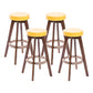 Modern Counter Bar Stool Armless Leather Bar Stool with Footrest and Swivel, Wood Base Brown Yellow 4 Piece Set Clearhalo 'Bar Furniture' 'Bar Stools' 'bar_stools' 'furn' 'furn_bar_stools' 'furniture_bar_stools' 'Kitchen & Dining Furniture' 'kitchen&dining_furn' 'kitchen' 'kitchen_furn' Furniture' 4400918