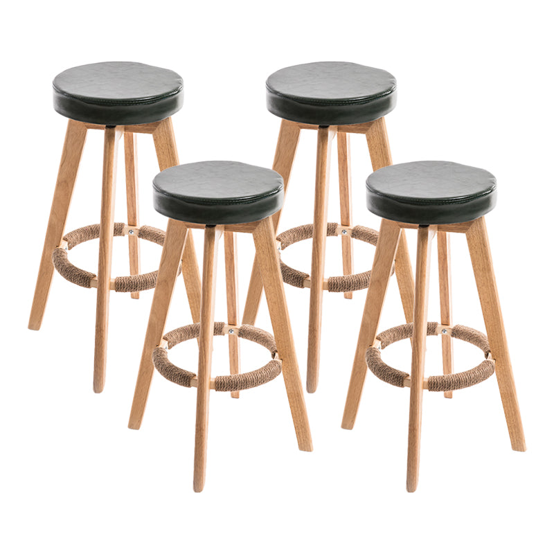 Modern Counter Bar Stool Armless Leather Bar Stool with Footrest and Swivel, Wood Base Natural Green 4 Piece Set Clearhalo 'Bar Furniture' 'Bar Stools' 'bar_stools' 'furn' 'furn_bar_stools' 'furniture_bar_stools' 'Kitchen & Dining Furniture' 'kitchen&dining_furn' 'kitchen' 'kitchen_furn' Furniture' 4400921