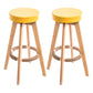 Modern Counter Bar Stool Armless Leather Bar Stool with Footrest and Swivel, Wood Base Natural Yellow 2 Piece Set Clearhalo 'Bar Furniture' 'Bar Stools' 'bar_stools' 'furn' 'furn_bar_stools' 'furniture_bar_stools' 'Kitchen & Dining Furniture' 'kitchen&dining_furn' 'kitchen' 'kitchen_furn' Furniture' 4400923