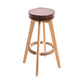 Modern Counter Bar Stool Armless Leather Bar Stool with Footrest and Swivel, Wood Base Natural Brown 1 Piece Clearhalo 'Bar Furniture' 'Bar Stools' 'bar_stools' 'furn' 'furn_bar_stools' 'furniture_bar_stools' 'Kitchen & Dining Furniture' 'kitchen&dining_furn' 'kitchen' 'kitchen_furn' Furniture' 4400928
