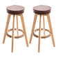 Modern Counter Bar Stool Armless Leather Bar Stool with Footrest and Swivel, Wood Base Natural Brown 2 Piece Set Clearhalo 'Bar Furniture' 'Bar Stools' 'bar_stools' 'furn' 'furn_bar_stools' 'furniture_bar_stools' 'Kitchen & Dining Furniture' 'kitchen&dining_furn' 'kitchen' 'kitchen_furn' Furniture' 4400929