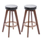 Modern Counter Bar Stool Armless Leather Bar Stool with Footrest and Swivel, Wood Base Brown Black 2 Piece Set Clearhalo 'Bar Furniture' 'Bar Stools' 'bar_stools' 'furn' 'furn_bar_stools' 'furniture_bar_stools' 'Kitchen & Dining Furniture' 'kitchen&dining_furn' 'kitchen' 'kitchen_furn' Furniture' 4400932