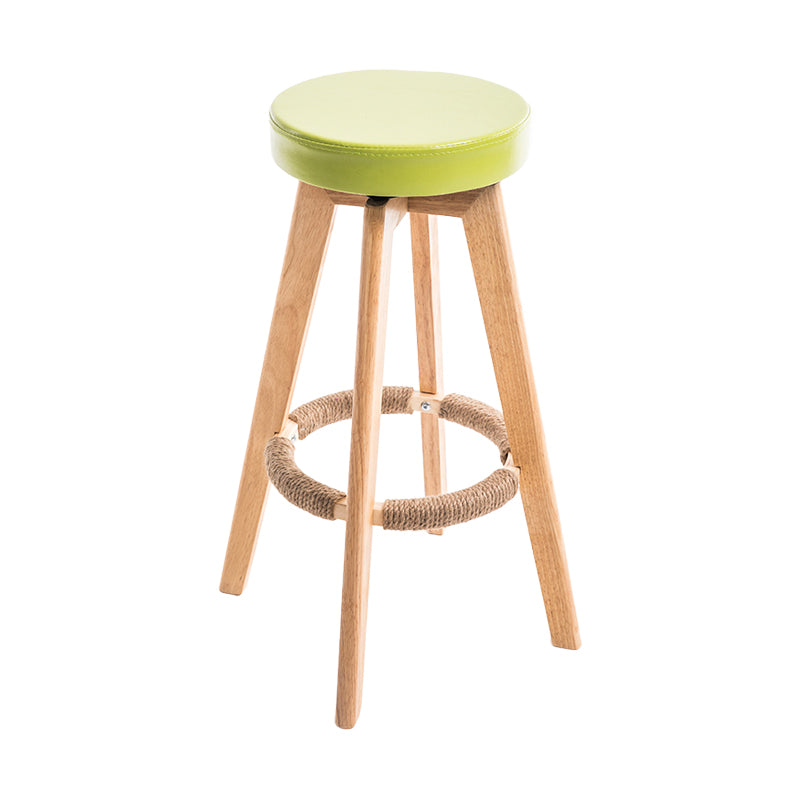 Modern Counter Bar Stool Armless Leather Bar Stool with Footrest and Swivel, Wood Base Natural Aqua 1 Piece Clearhalo 'Bar Furniture' 'Bar Stools' 'bar_stools' 'furn' 'furn_bar_stools' 'furniture_bar_stools' 'Kitchen & Dining Furniture' 'kitchen&dining_furn' 'kitchen' 'kitchen_furn' Furniture' 4400937