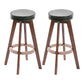 Modern Counter Bar Stool Armless Leather Bar Stool with Footrest and Swivel, Wood Base Brown Green 2 Piece Set Clearhalo 'Bar Furniture' 'Bar Stools' 'bar_stools' 'furn' 'furn_bar_stools' 'furniture_bar_stools' 'Kitchen & Dining Furniture' 'kitchen&dining_furn' 'kitchen' 'kitchen_furn' Furniture' 4400941