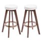 Modern Counter Bar Stool Armless Leather Bar Stool with Footrest and Swivel, Wood Base Brown Beige 2 Piece Set Clearhalo 'Bar Furniture' 'Bar Stools' 'bar_stools' 'furn' 'furn_bar_stools' 'furniture_bar_stools' 'Kitchen & Dining Furniture' 'kitchen&dining_furn' 'kitchen' 'kitchen_furn' Furniture' 4400943