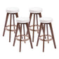 Modern Counter Bar Stool Armless Leather Bar Stool with Footrest and Swivel, Wood Base Brown Beige 4 Piece Set Clearhalo 'Bar Furniture' 'Bar Stools' 'bar_stools' 'furn' 'furn_bar_stools' 'furniture_bar_stools' 'Kitchen & Dining Furniture' 'kitchen&dining_furn' 'kitchen' 'kitchen_furn' Furniture' 4400944