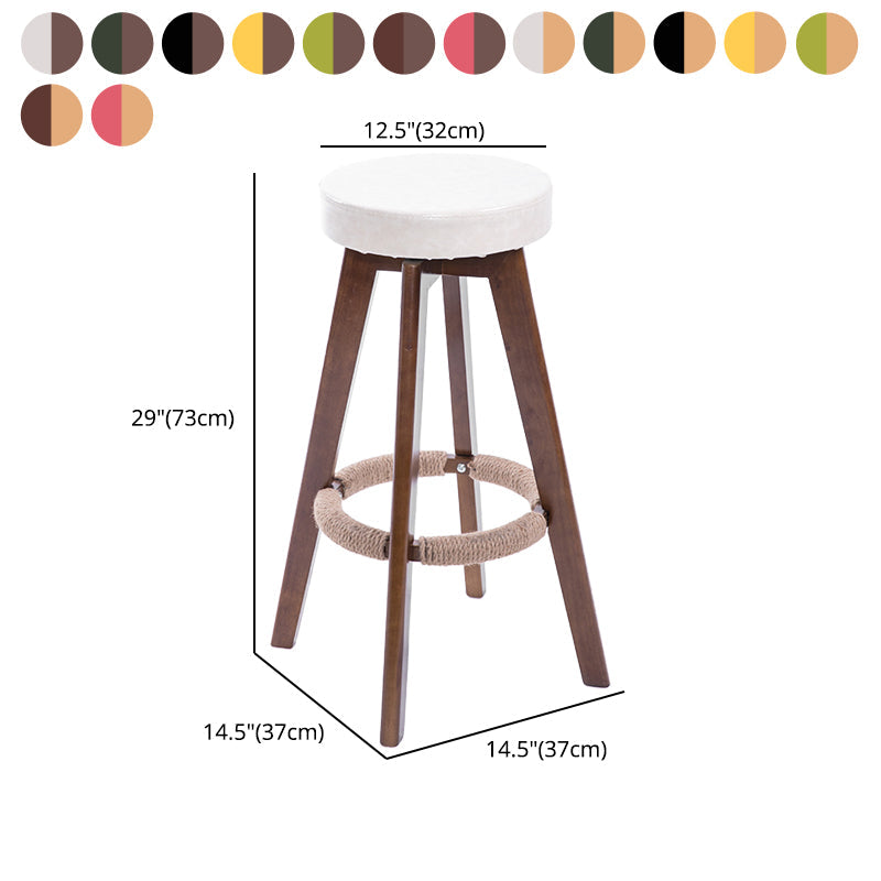 Modern Counter Bar Stool Armless Leather Bar Stool with Footrest and Swivel, Wood Base Clearhalo 'Bar Furniture' 'Bar Stools' 'bar_stools' 'furn' 'furn_bar_stools' 'furniture_bar_stools' 'Kitchen & Dining Furniture' 'kitchen&dining_furn' 'kitchen' 'kitchen_furn' Furniture' 4400945