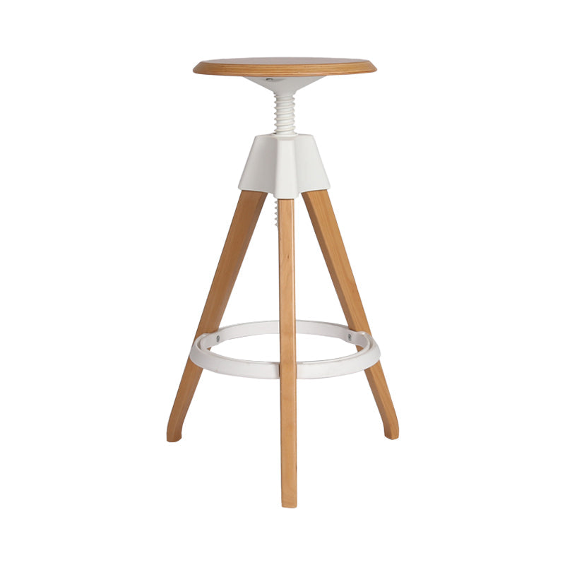 Adjustable Counter Bar Stool Armless Wood Bar Stool with Footrest and Swivel White 1 Piece Clearhalo 'Bar Furniture' 'Bar Stools' 'bar_stools' 'furn' 'furn_bar_stools' 'furniture_bar_stools' 'Kitchen & Dining Furniture' 'kitchen&dining_furn' 'kitchen' 'kitchen_furn' Furniture' 4400950