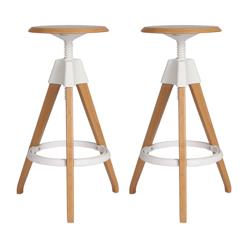 Adjustable Counter Bar Stool Armless Wood Bar Stool with Footrest and Swivel White 2 Piece Set Clearhalo 'Bar Furniture' 'Bar Stools' 'bar_stools' 'furn' 'furn_bar_stools' 'furniture_bar_stools' 'Kitchen & Dining Furniture' 'kitchen&dining_furn' 'kitchen' 'kitchen_furn' Furniture' 4400952
