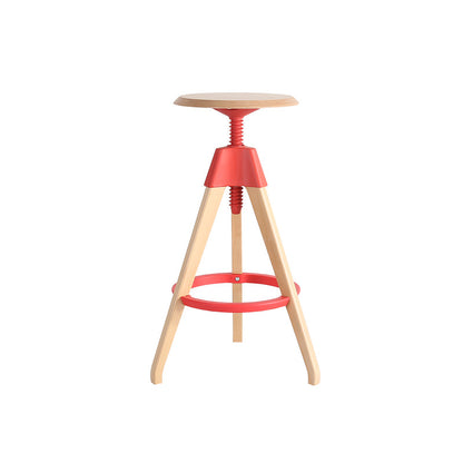 Adjustable Counter Bar Stool Armless Wood Bar Stool with Footrest and Swivel Red 1 Piece Clearhalo 'Bar Furniture' 'Bar Stools' 'bar_stools' 'furn' 'furn_bar_stools' 'furniture_bar_stools' 'Kitchen & Dining Furniture' 'kitchen&dining_furn' 'kitchen' 'kitchen_furn' Furniture' 4400954