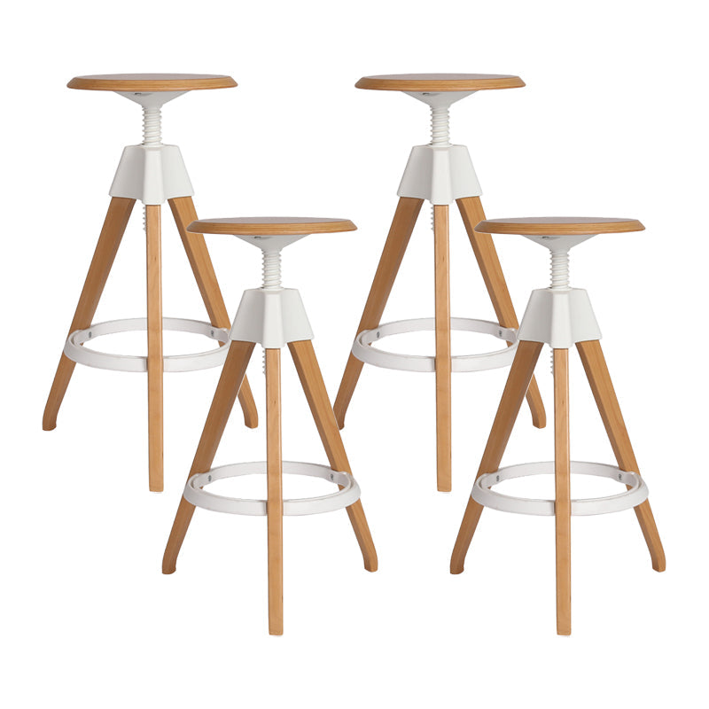 Adjustable Counter Bar Stool Armless Wood Bar Stool with Footrest and Swivel White 4 Piece Set Clearhalo 'Bar Furniture' 'Bar Stools' 'bar_stools' 'furn' 'furn_bar_stools' 'furniture_bar_stools' 'Kitchen & Dining Furniture' 'kitchen&dining_furn' 'kitchen' 'kitchen_furn' Furniture' 4400955