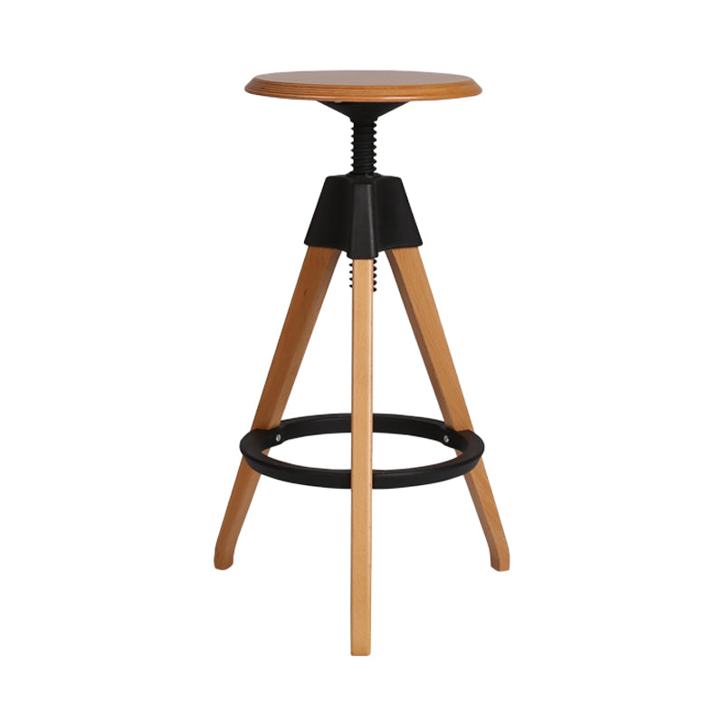 Adjustable Counter Bar Stool Armless Wood Bar Stool with Footrest and Swivel Black 1 Piece Clearhalo 'Bar Furniture' 'Bar Stools' 'bar_stools' 'furn' 'furn_bar_stools' 'furniture_bar_stools' 'Kitchen & Dining Furniture' 'kitchen&dining_furn' 'kitchen' 'kitchen_furn' Furniture' 4400956