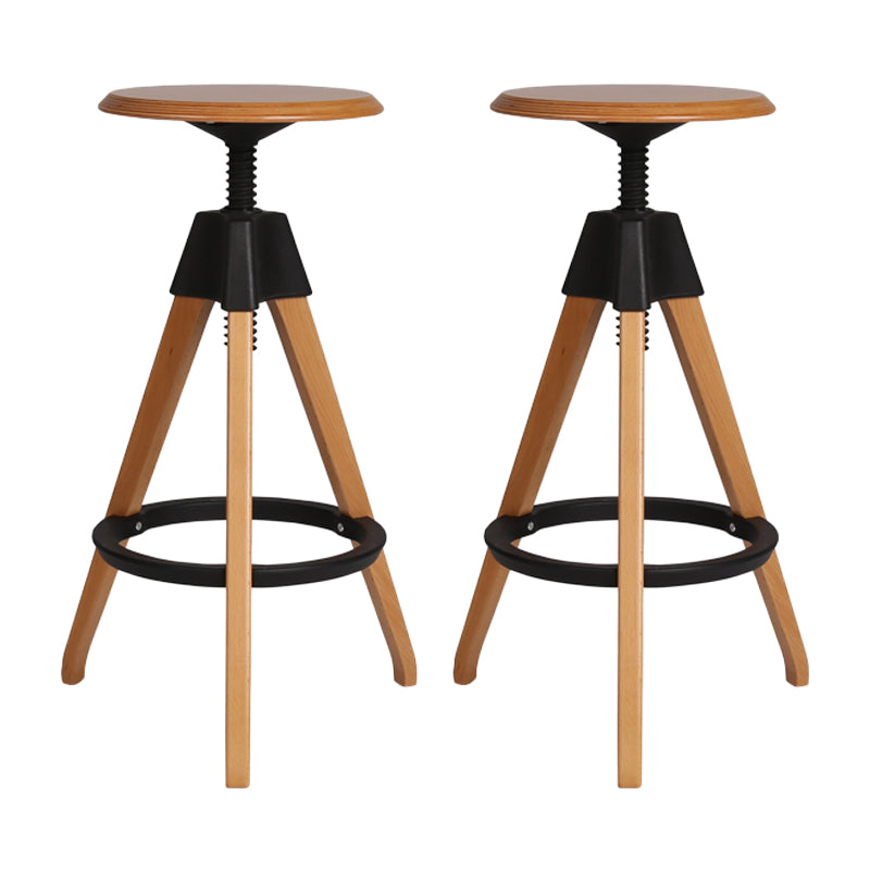 Adjustable Counter Bar Stool Armless Wood Bar Stool with Footrest and Swivel Black 2 Piece Set Clearhalo 'Bar Furniture' 'Bar Stools' 'bar_stools' 'furn' 'furn_bar_stools' 'furniture_bar_stools' 'Kitchen & Dining Furniture' 'kitchen&dining_furn' 'kitchen' 'kitchen_furn' Furniture' 4400958