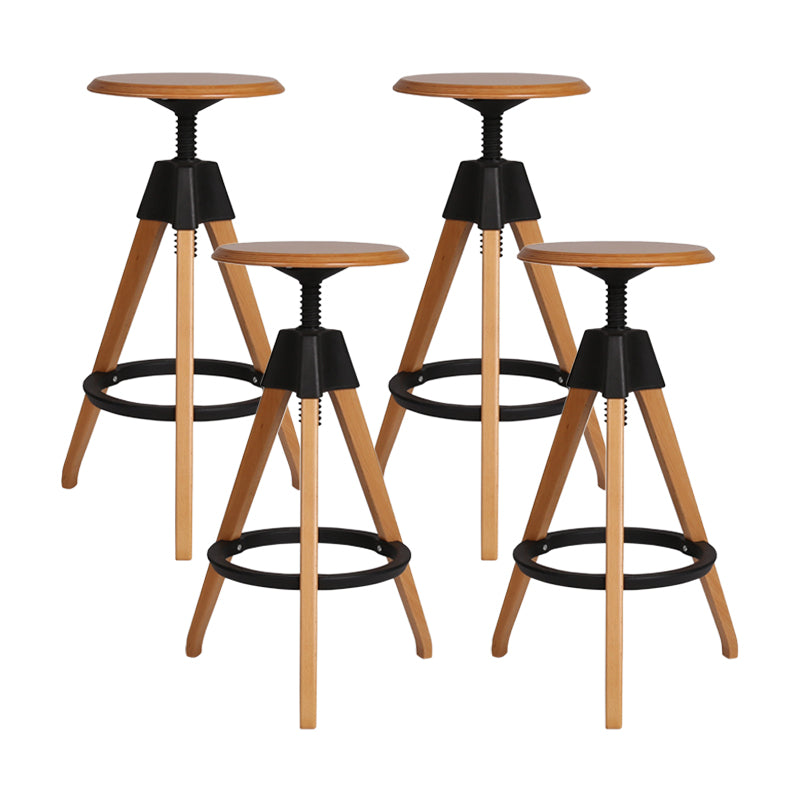 Adjustable Counter Bar Stool Armless Wood Bar Stool with Footrest and Swivel Black 4 Piece Set Clearhalo 'Bar Furniture' 'Bar Stools' 'bar_stools' 'furn' 'furn_bar_stools' 'furniture_bar_stools' 'Kitchen & Dining Furniture' 'kitchen&dining_furn' 'kitchen' 'kitchen_furn' Furniture' 4400960