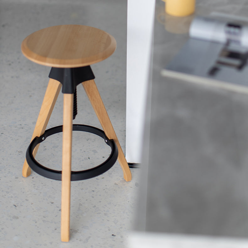 Adjustable Counter Bar Stool Armless Wood Bar Stool with Footrest and Swivel Clearhalo 'Bar Furniture' 'Bar Stools' 'bar_stools' 'furn' 'furn_bar_stools' 'furniture_bar_stools' 'Kitchen & Dining Furniture' 'kitchen&dining_furn' 'kitchen' 'kitchen_furn' Furniture' 4400962