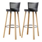 Contemporary Counter Bar Stool Plastic Armless Bar Stool with Wood Base Black 2 Piece Set Clearhalo 'Bar Furniture' 'Bar Stools' 'bar_stools' 'furn' 'furn_bar_stools' 'furniture_bar_stools' 'Kitchen & Dining Furniture' 'kitchen&dining_furn' 'kitchen' 'kitchen_furn' Furniture' 4400967