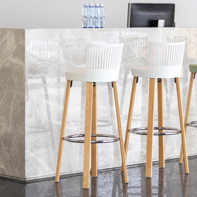 Contemporary Counter Bar Stool Plastic Armless Bar Stool with Wood Base Clearhalo 'Bar Furniture' 'Bar Stools' 'bar_stools' 'furn' 'furn_bar_stools' 'furniture_bar_stools' 'Kitchen & Dining Furniture' 'kitchen&dining_furn' 'kitchen' 'kitchen_furn' Furniture' 4400972