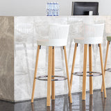 Contemporary Counter Bar Stool Plastic Armless Bar Stool with Wood Base Clearhalo 'Bar Furniture' 'Bar Stools' 'bar_stools' 'furn' 'furn_bar_stools' 'furniture_bar_stools' 'Kitchen & Dining Furniture' 'kitchen&dining_furn' 'kitchen' 'kitchen_furn' Furniture' 4400972