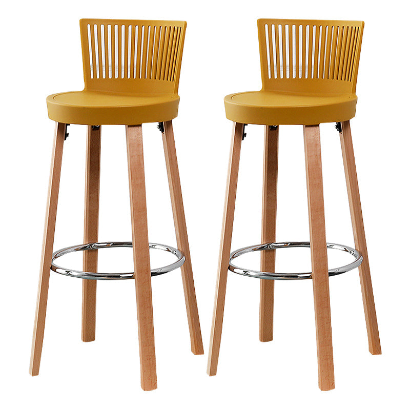 Contemporary Counter Bar Stool Plastic Armless Bar Stool with Wood Base Yellow 2 Piece Set Clearhalo 'Bar Furniture' 'Bar Stools' 'bar_stools' 'furn' 'furn_bar_stools' 'furniture_bar_stools' 'Kitchen & Dining Furniture' 'kitchen&dining_furn' 'kitchen' 'kitchen_furn' Furniture' 4400977