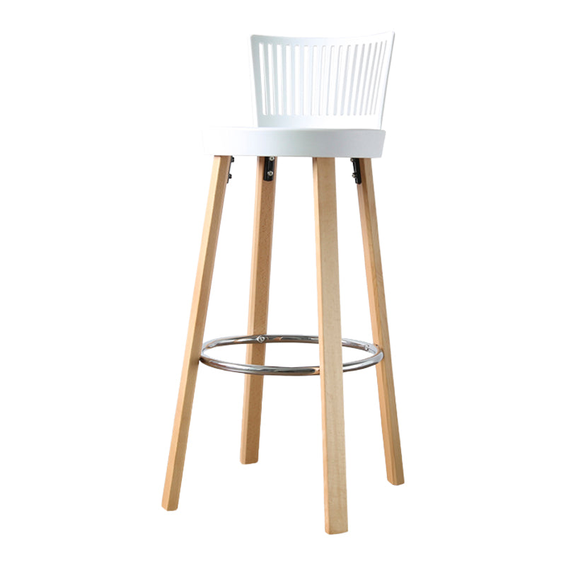 Contemporary Counter Bar Stool Plastic Armless Bar Stool with Wood Base White 1 Piece Clearhalo 'Bar Furniture' 'Bar Stools' 'bar_stools' 'furn' 'furn_bar_stools' 'furniture_bar_stools' 'Kitchen & Dining Furniture' 'kitchen&dining_furn' 'kitchen' 'kitchen_furn' Furniture' 4400981