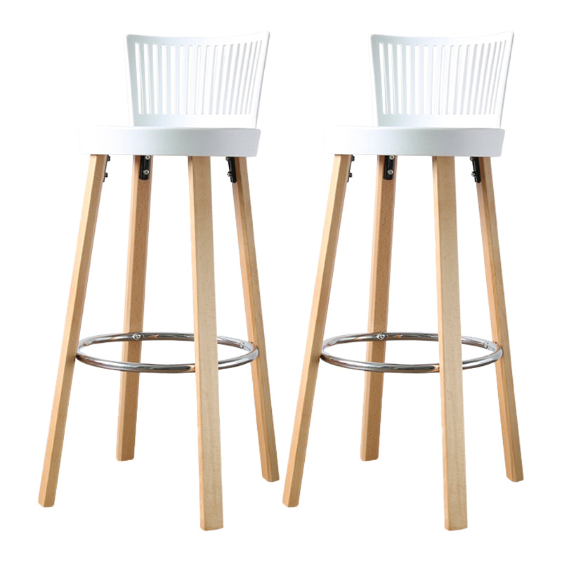 Contemporary Counter Bar Stool Plastic Armless Bar Stool with Wood Base White 2 Piece Set Clearhalo 'Bar Furniture' 'Bar Stools' 'bar_stools' 'furn' 'furn_bar_stools' 'furniture_bar_stools' 'Kitchen & Dining Furniture' 'kitchen&dining_furn' 'kitchen' 'kitchen_furn' Furniture' 4400982