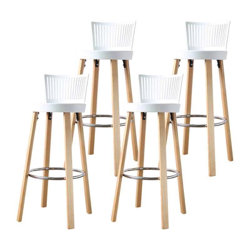 Contemporary Counter Bar Stool Plastic Armless Bar Stool with Wood Base White 4 Piece Set Clearhalo 'Bar Furniture' 'Bar Stools' 'bar_stools' 'furn' 'furn_bar_stools' 'furniture_bar_stools' 'Kitchen & Dining Furniture' 'kitchen&dining_furn' 'kitchen' 'kitchen_furn' Furniture' 4400983