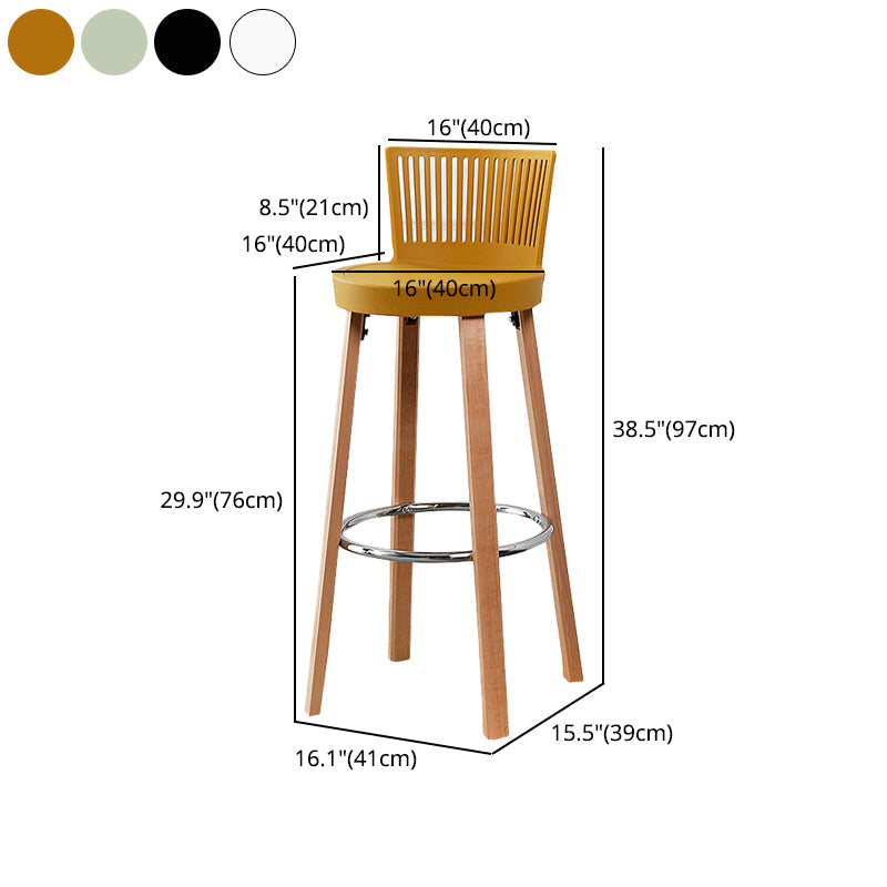 Contemporary Counter Bar Stool Plastic Armless Bar Stool with Wood Base Clearhalo 'Bar Furniture' 'Bar Stools' 'bar_stools' 'furn' 'furn_bar_stools' 'furniture_bar_stools' 'Kitchen & Dining Furniture' 'kitchen&dining_furn' 'kitchen' 'kitchen_furn' Furniture' 4400984