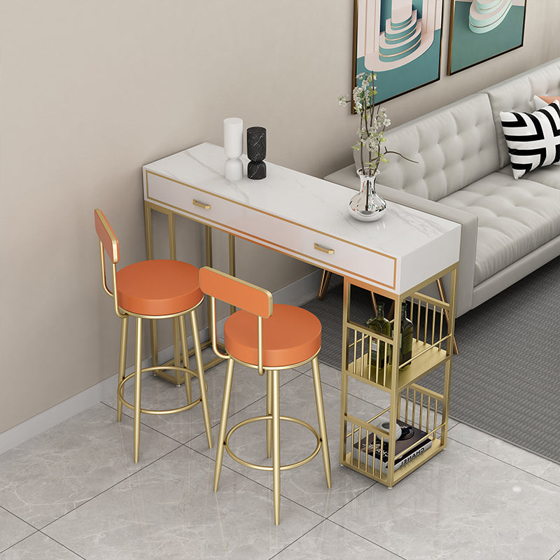 Glam Metal Upholstered Barstool Living Room Bar Stool with Iron Legs and Low Back Clearhalo 'Bar Furniture' 'Bar Stools' 'bar_stools' 'furn' 'furn_bar_stools' 'furniture_bar_stools' 'Kitchen & Dining Furniture' 'kitchen&dining_furn' 'kitchen' 'kitchen_furn' Furniture' 4401041