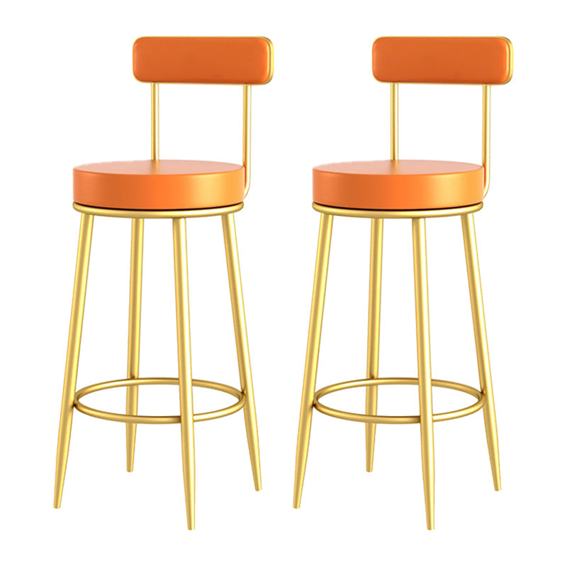 Glam Metal Upholstered Barstool Living Room Bar Stool with Iron Legs and Low Back Gold Orange 2 Piece Set Clearhalo 'Bar Furniture' 'Bar Stools' 'bar_stools' 'furn' 'furn_bar_stools' 'furniture_bar_stools' 'Kitchen & Dining Furniture' 'kitchen&dining_furn' 'kitchen' 'kitchen_furn' Furniture' 4401043
