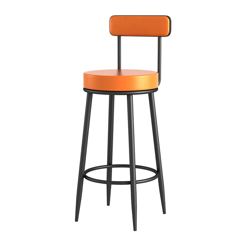 Glam Metal Upholstered Barstool Living Room Bar Stool with Iron Legs and Low Back Black Orange 1 Piece Clearhalo 'Bar Furniture' 'Bar Stools' 'bar_stools' 'furn' 'furn_bar_stools' 'furniture_bar_stools' 'Kitchen & Dining Furniture' 'kitchen&dining_furn' 'kitchen' 'kitchen_furn' Furniture' 4401047
