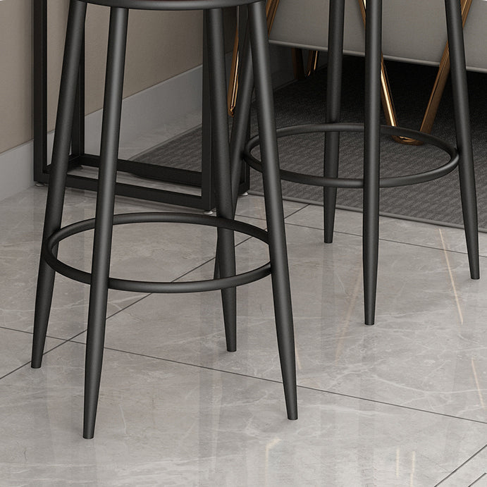 Glam Metal Upholstered Barstool Living Room Bar Stool with Iron Legs and Low Back Clearhalo 'Bar Furniture' 'Bar Stools' 'bar_stools' 'furn' 'furn_bar_stools' 'furniture_bar_stools' 'Kitchen & Dining Furniture' 'kitchen&dining_furn' 'kitchen' 'kitchen_furn' Furniture' 4401048