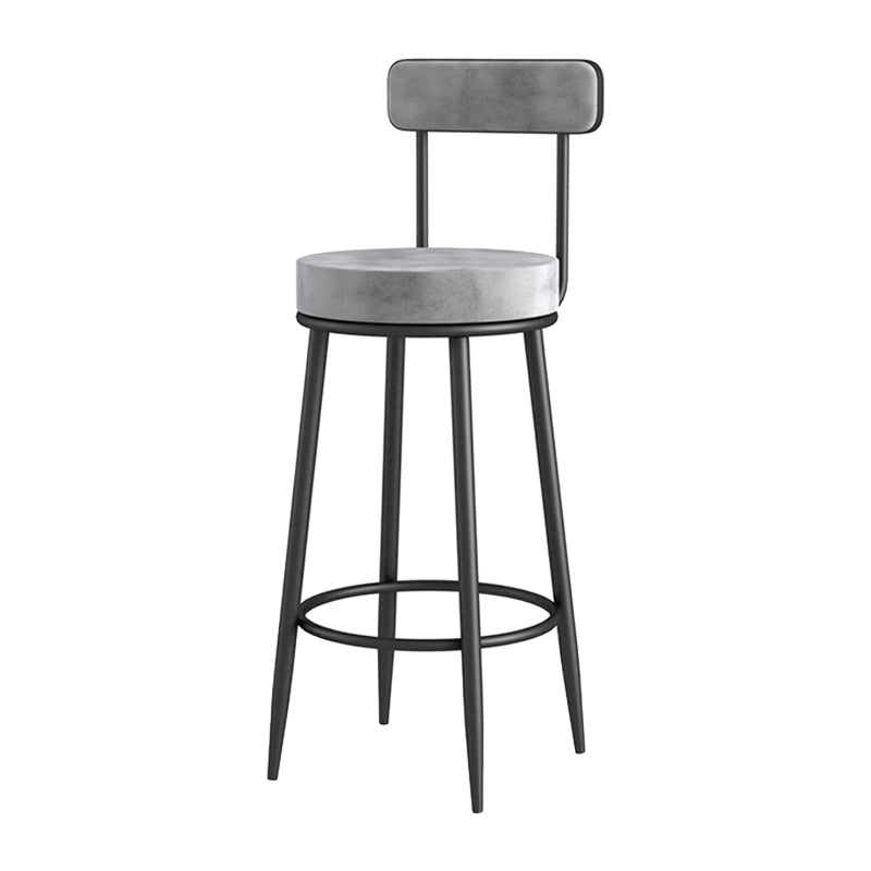 Glam Metal Upholstered Barstool Living Room Bar Stool with Iron Legs and Low Back Black Gray 1 Piece Clearhalo 'Bar Furniture' 'Bar Stools' 'bar_stools' 'furn' 'furn_bar_stools' 'furniture_bar_stools' 'Kitchen & Dining Furniture' 'kitchen&dining_furn' 'kitchen' 'kitchen_furn' Furniture' 4401049