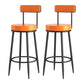 Glam Metal Upholstered Barstool Living Room Bar Stool with Iron Legs and Low Back Black Orange 2 Piece Set Clearhalo 'Bar Furniture' 'Bar Stools' 'bar_stools' 'furn' 'furn_bar_stools' 'furniture_bar_stools' 'Kitchen & Dining Furniture' 'kitchen&dining_furn' 'kitchen' 'kitchen_furn' Furniture' 4401050