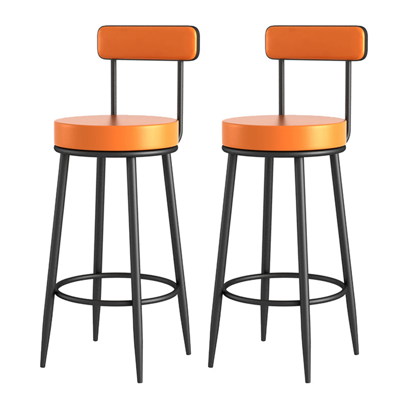 Glam Metal Upholstered Barstool Living Room Bar Stool with Iron Legs and Low Back Black Orange 2 Piece Set Clearhalo 'Bar Furniture' 'Bar Stools' 'bar_stools' 'furn' 'furn_bar_stools' 'furniture_bar_stools' 'Kitchen & Dining Furniture' 'kitchen&dining_furn' 'kitchen' 'kitchen_furn' Furniture' 4401050
