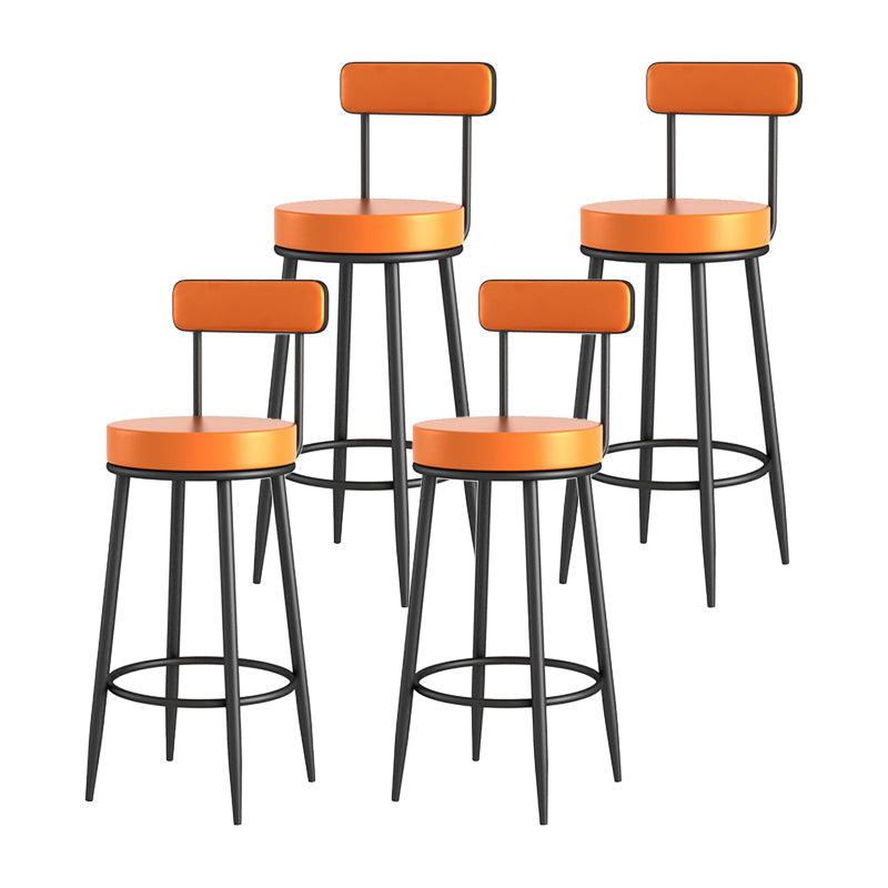 Glam Metal Upholstered Barstool Living Room Bar Stool with Iron Legs and Low Back Black Orange 4 Piece Set Clearhalo 'Bar Furniture' 'Bar Stools' 'bar_stools' 'furn' 'furn_bar_stools' 'furniture_bar_stools' 'Kitchen & Dining Furniture' 'kitchen&dining_furn' 'kitchen' 'kitchen_furn' Furniture' 4401051