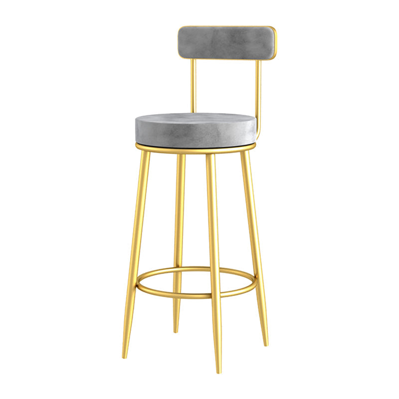 Glam Metal Upholstered Barstool Living Room Bar Stool with Iron Legs and Low Back Gold Gray 1 Piece Clearhalo 'Bar Furniture' 'Bar Stools' 'bar_stools' 'furn' 'furn_bar_stools' 'furniture_bar_stools' 'Kitchen & Dining Furniture' 'kitchen&dining_furn' 'kitchen' 'kitchen_furn' Furniture' 4401052