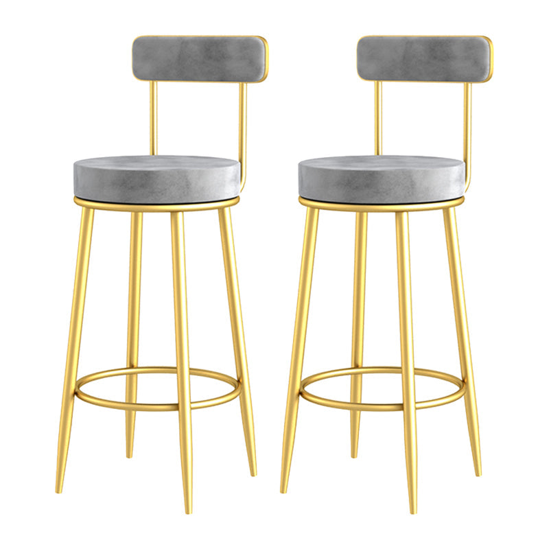 Glam Metal Upholstered Barstool Living Room Bar Stool with Iron Legs and Low Back Gold Gray 2 Piece Set Clearhalo 'Bar Furniture' 'Bar Stools' 'bar_stools' 'furn' 'furn_bar_stools' 'furniture_bar_stools' 'Kitchen & Dining Furniture' 'kitchen&dining_furn' 'kitchen' 'kitchen_furn' Furniture' 4401053