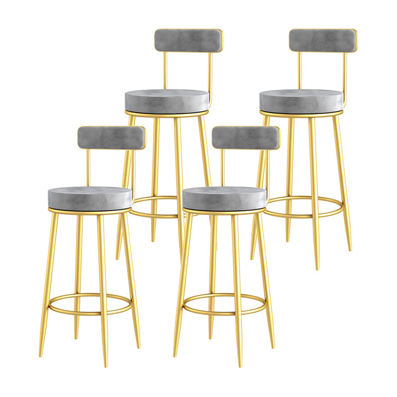 Glam Metal Upholstered Barstool Living Room Bar Stool with Iron Legs and Low Back Gold Gray 4 Piece Set Clearhalo 'Bar Furniture' 'Bar Stools' 'bar_stools' 'furn' 'furn_bar_stools' 'furniture_bar_stools' 'Kitchen & Dining Furniture' 'kitchen&dining_furn' 'kitchen' 'kitchen_furn' Furniture' 4401054