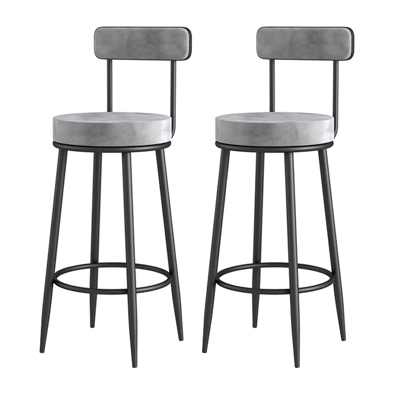 Glam Metal Upholstered Barstool Living Room Bar Stool with Iron Legs and Low Back Black Gray 2 Piece Set Clearhalo 'Bar Furniture' 'Bar Stools' 'bar_stools' 'furn' 'furn_bar_stools' 'furniture_bar_stools' 'Kitchen & Dining Furniture' 'kitchen&dining_furn' 'kitchen' 'kitchen_furn' Furniture' 4401055