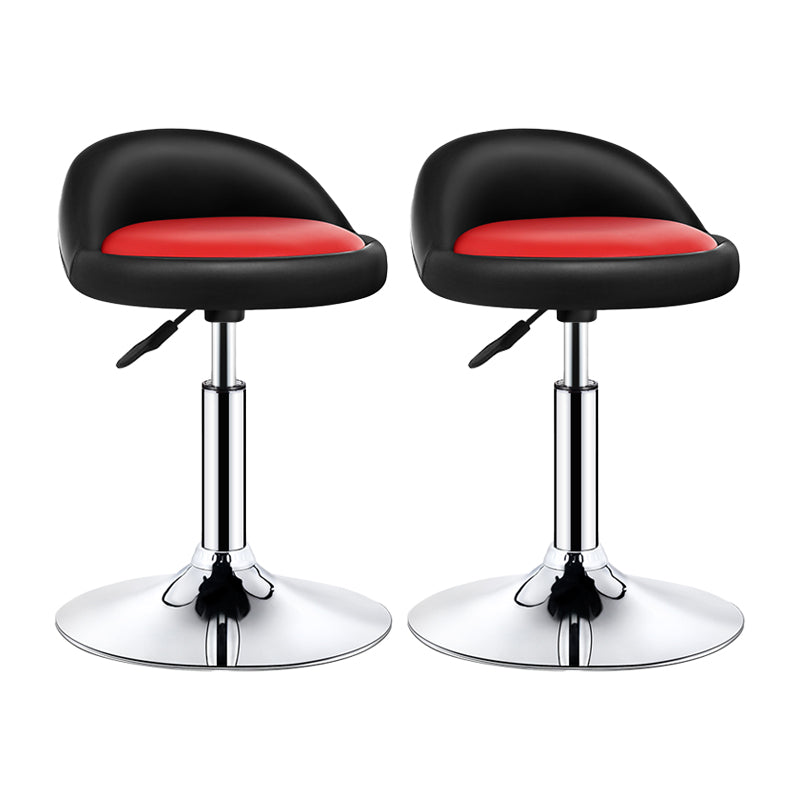 Modern Armless Backrest Counter Stool Steel Bedroom Bar Stool with Cushion Burgundy-Black 2 Piece Set Clearhalo 'Bar Furniture' 'Bar Stools' 'bar_stools' 'furn' 'furn_bar_stools' 'furniture_bar_stools' 'Kitchen & Dining Furniture' 'kitchen&dining_furn' 'kitchen' 'kitchen_furn' Furniture' 4401109