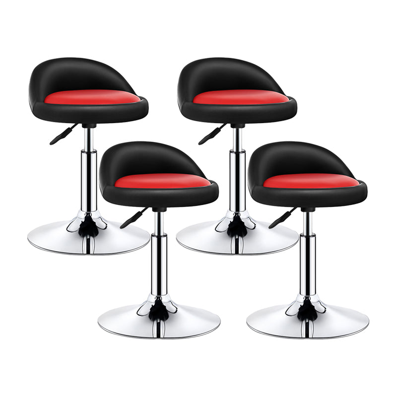 Modern Armless Backrest Counter Stool Steel Bedroom Bar Stool with Cushion Burgundy-Black 4 Piece Set Clearhalo 'Bar Furniture' 'Bar Stools' 'bar_stools' 'furn' 'furn_bar_stools' 'furniture_bar_stools' 'Kitchen & Dining Furniture' 'kitchen&dining_furn' 'kitchen' 'kitchen_furn' Furniture' 4401112